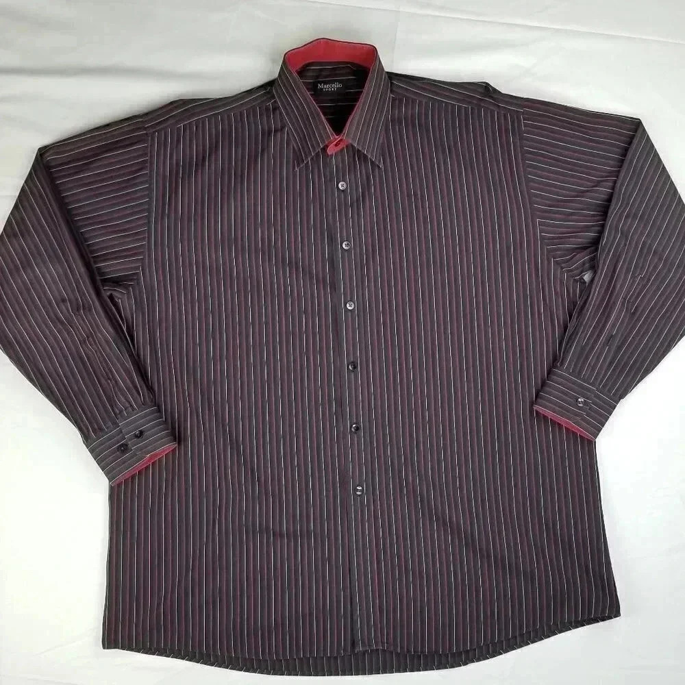 Marcello Sport Men's Black Red White Striped XL